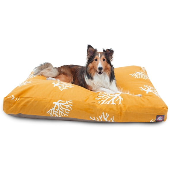 Majestic Pet | Coral Rectangle Pet Bed For Dogs, Removable Cover, Yellow, Large