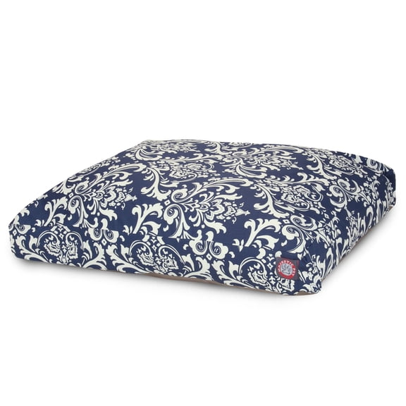 Majestic Pet | French Quarter Rectangle Pet Bed For Dogs, Removable Cover, Navy Blue, Large