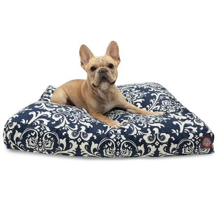 Majestic Pet | French Quarter Shredded Memory Foam Rectangle Pet Bed For Dogs, Removable Cover, Navy Blue, Medium