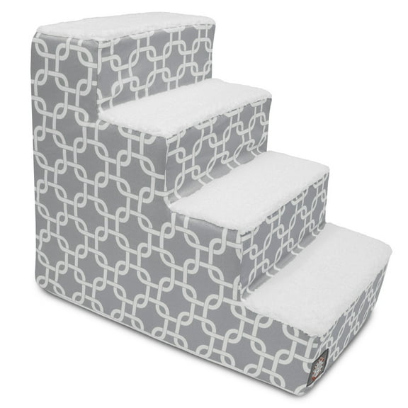 Majestic Pet Links Pet Stairs 4 Steps Gray Machine Washable Removable Cover 24" x 16" x 20"