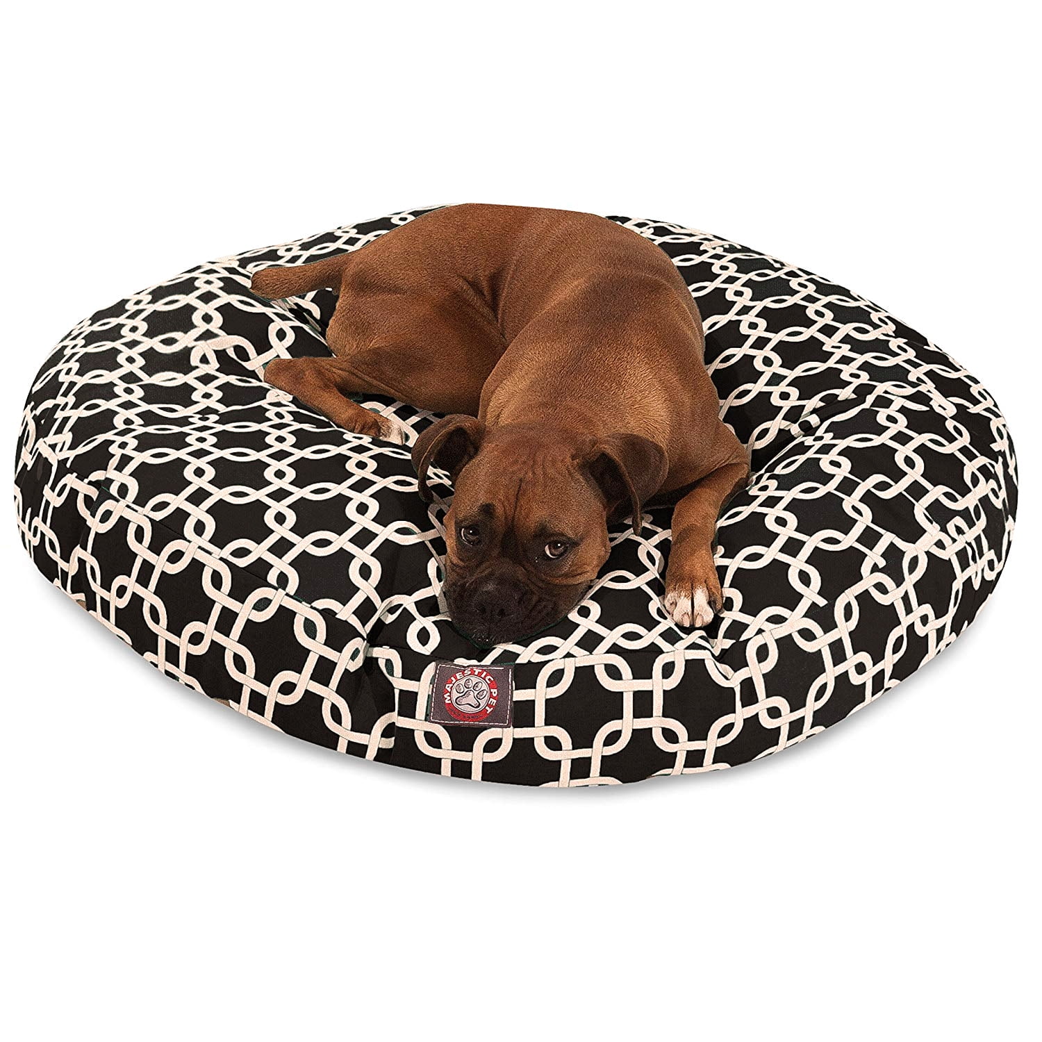 Majestic Pet | Links Round Pet Bed For Dogs, Removable Cover, Black, Large