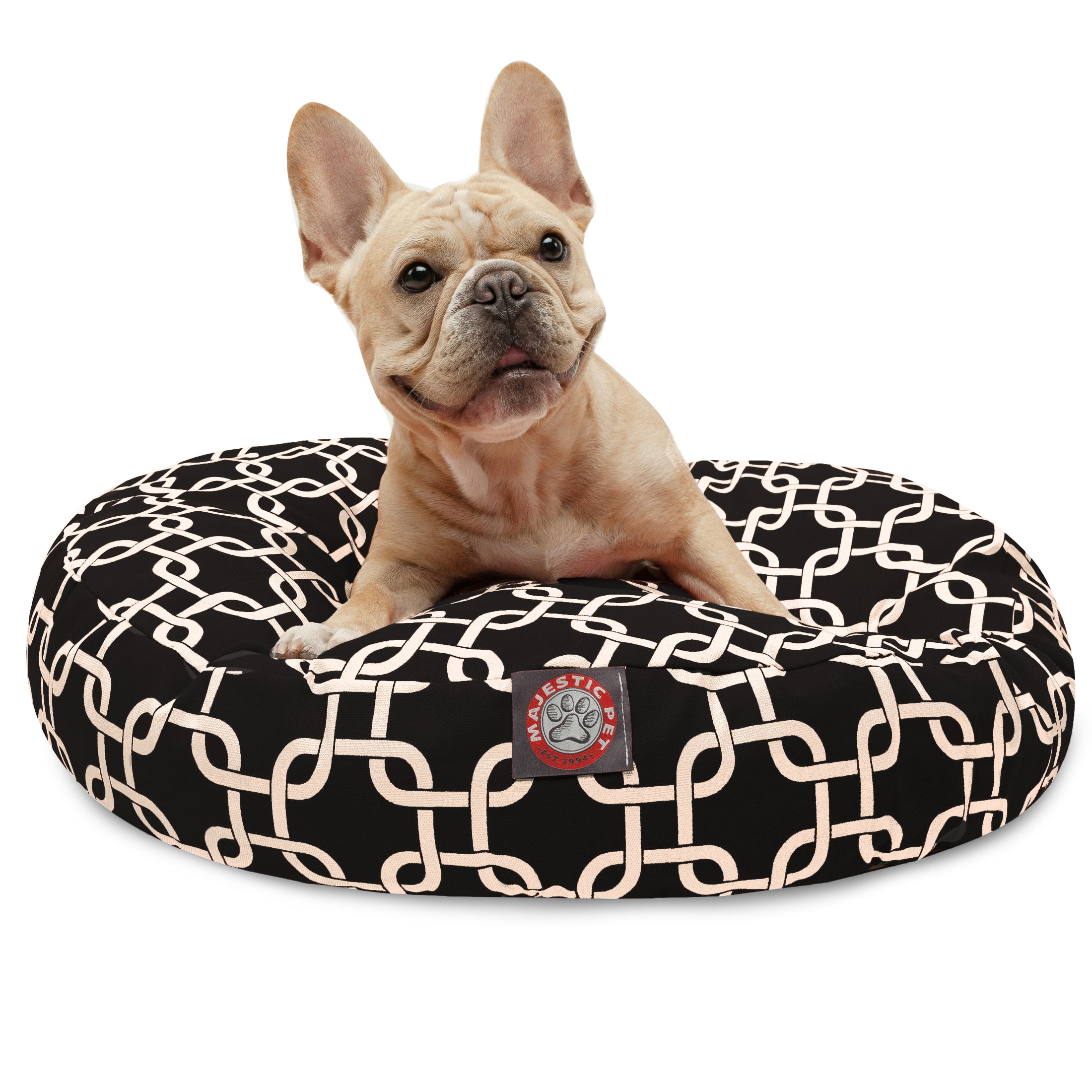 Small Black and White Geometric Polyester Outdoor Pet Bed