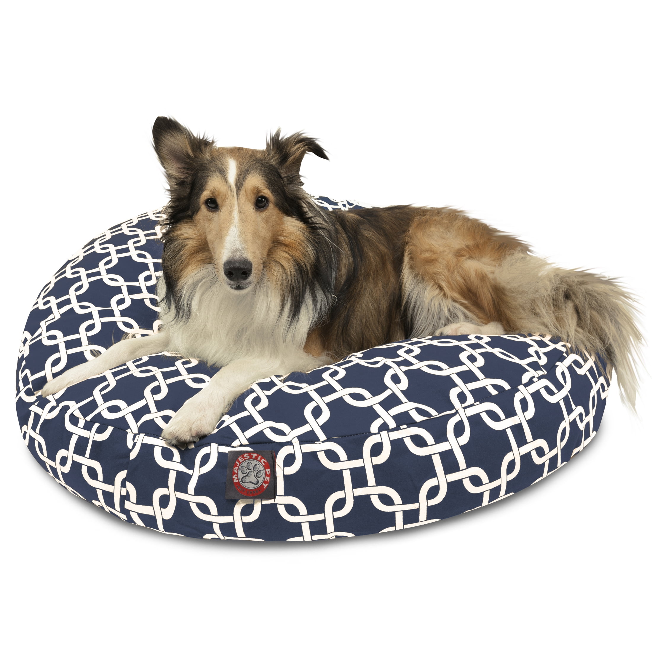 Majestic Pet | Links Round Pet Bed For Dogs, Removable Cover, Navy Blue, Medium