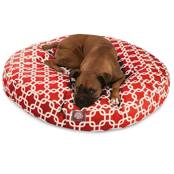 Majestic Pet | Links Round Pet Bed For Dogs, Removable Cover, Red, Large