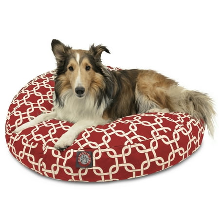 Majestic Pet | Links Round Pet Bed For Dogs, Removable Cover, Red, Medium