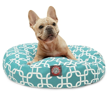 Majestic Pet Links Round Dog Bed Treated Polyester Removable Cover Teal Small 30 x 30 x 4