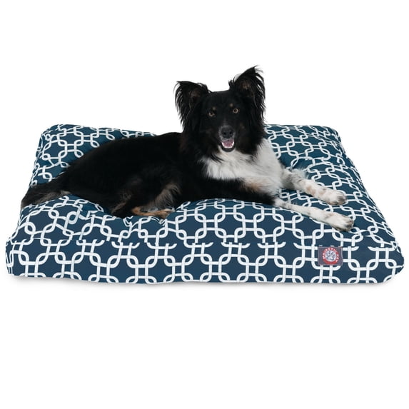 Majestic Pet | Links Shredded Memory Foam Rectangle Pet Bed For Dogs, Removable Cover, Navy Blue, Medium