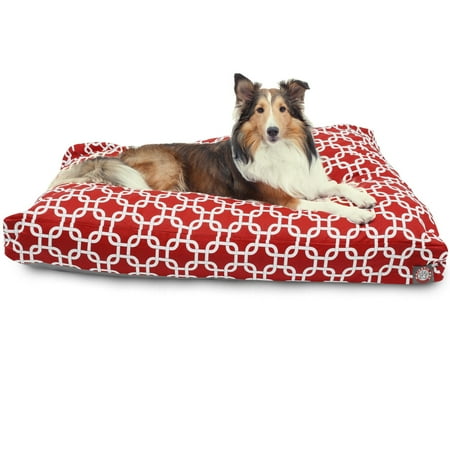 Majestic Pet | Links Shredded Memory Foam Rectangle Pet Bed For Dogs, Removable Cover, Red, Large