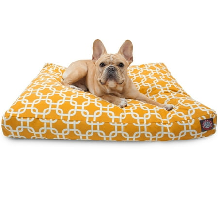 Majestic Pet | Links Shredded Memory Foam Rectangle Pet Bed For Dogs, Removable Cover, Yellow, Small