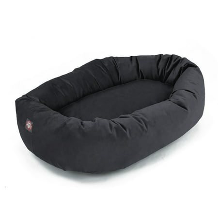 Majestic Pet Micro Suede Bagel Pet Bed for Dogs, Calming Dog Bed Washable, Black, Large