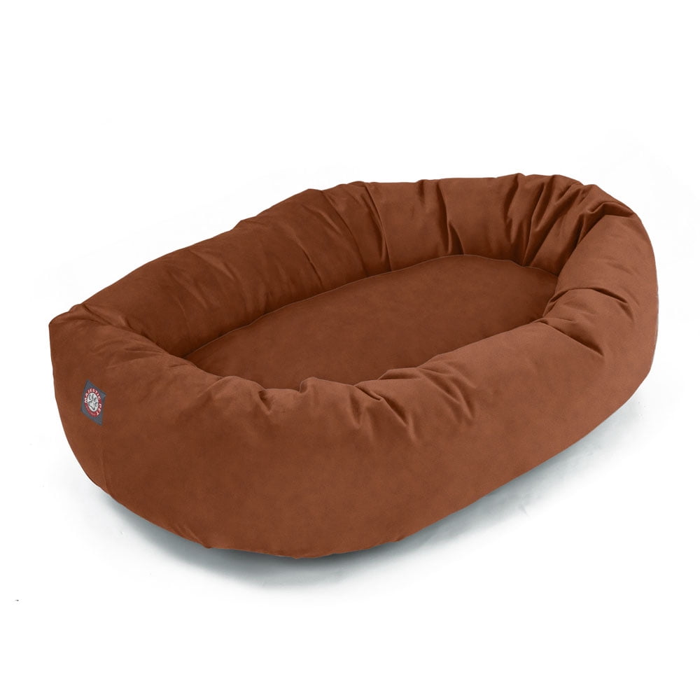Majestic Pet Micro Suede Bagel Pet Bed for Dogs, Calming Dog Bed Washable, Copper, Large