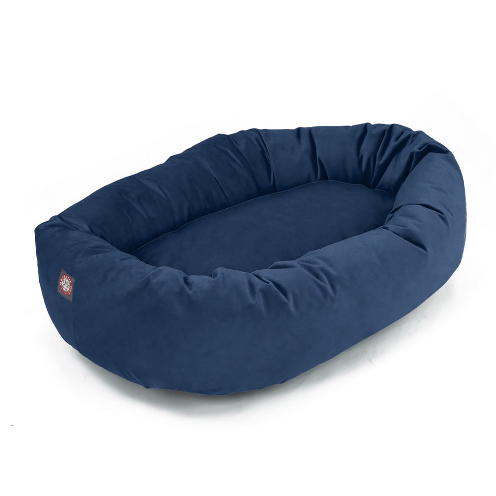 Majestic Pet Micro Suede Bagel Pet Bed for Dogs, Calming Dog Bed Washable, Dark Blue, Small
