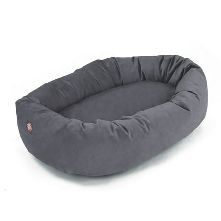 Majestic Pet Micro Suede Bagel Pet Bed for Dogs, Calming Dog Bed Washable, Gray, Medium