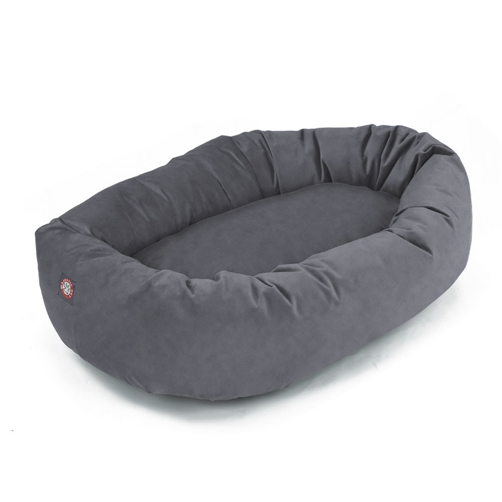 Majestic Pet Micro Suede Bagel Pet Bed for Dogs, Calming Dog Bed Washable, Gray, Small