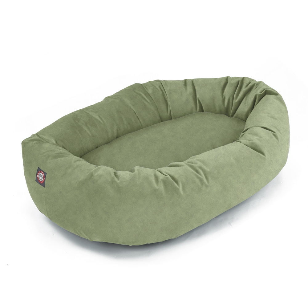 Majestic Pet Micro Suede Bagel Pet Bed for Dogs, Calming Dog Bed Washable, Herb Green, Medium