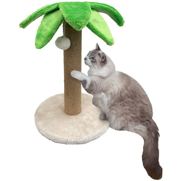 Majestic Pet Palm Tree Cat Scratching Post with Toy Ball, Faux Fur and Sisal Post