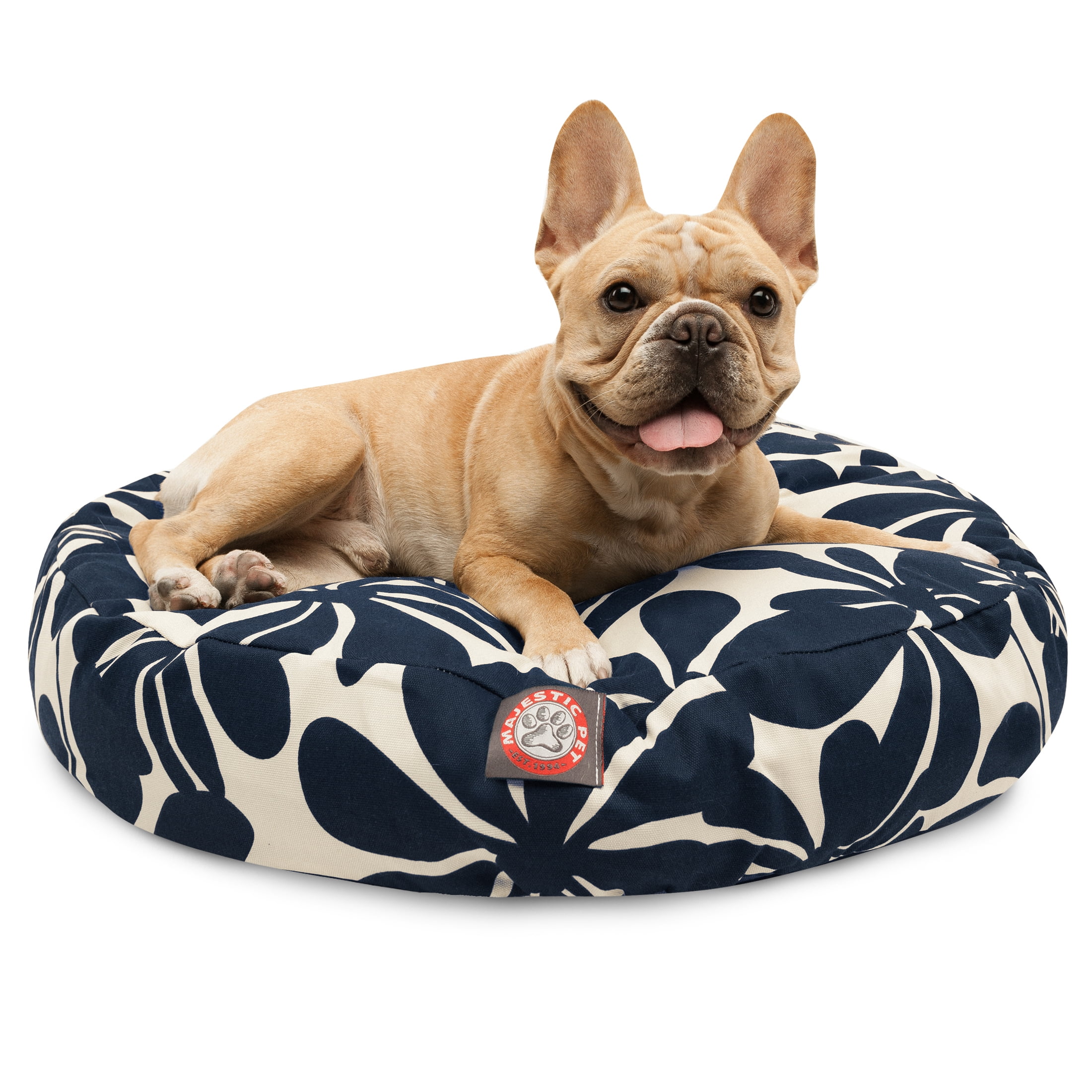 Majestic Pet | Plantation Round Pet Bed For Dogs, Removable Cover, Navy Blue, Small