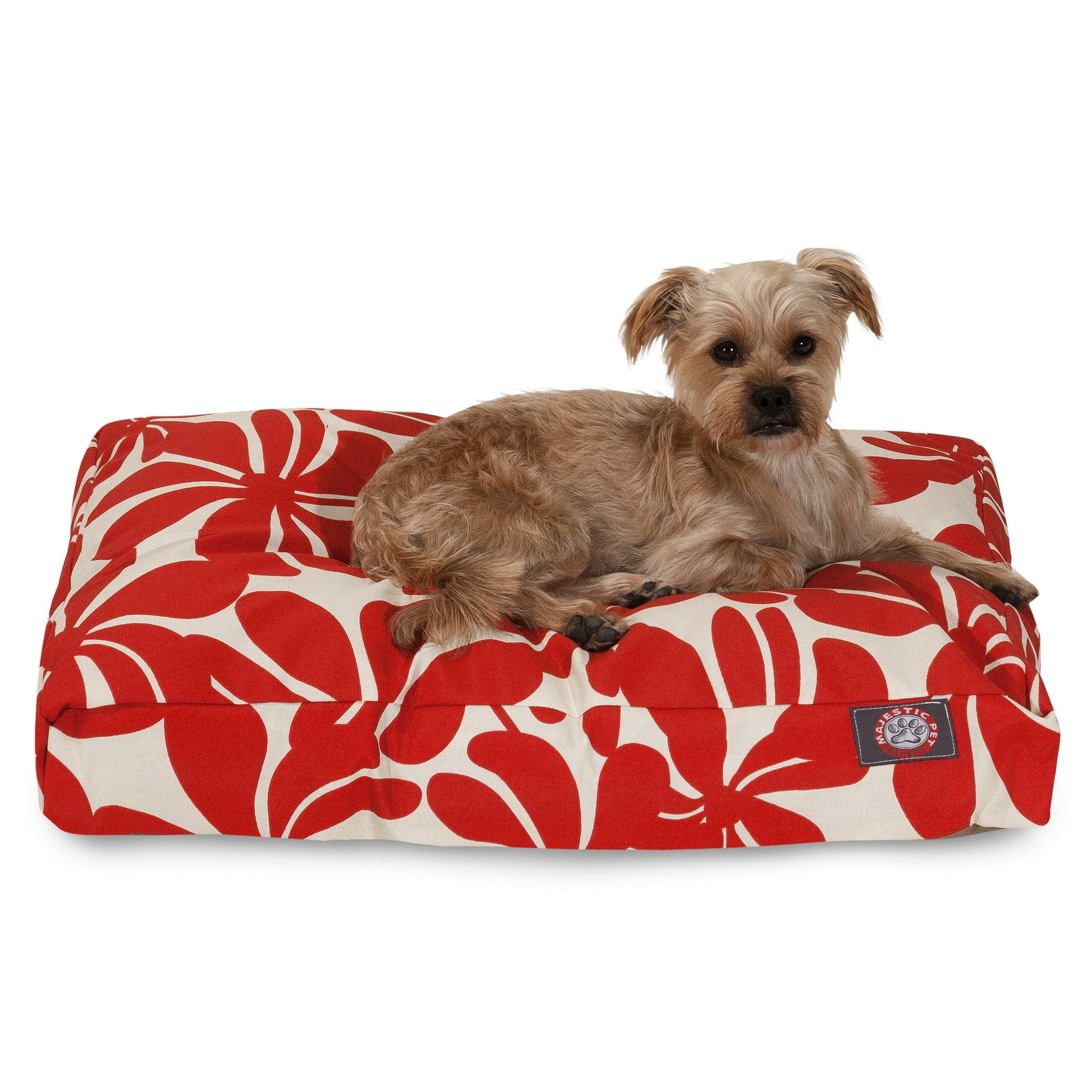 Majestic Pet | Plantation Shredded Memory Foam Rectangle Pet Bed For Dogs, Removable Cover, Red, Small