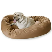 Majestic Pet Poly/Cotton Bagel Pet Bed for Dogs, Calming Dog Bed Washable, Extra Large, Khaki
