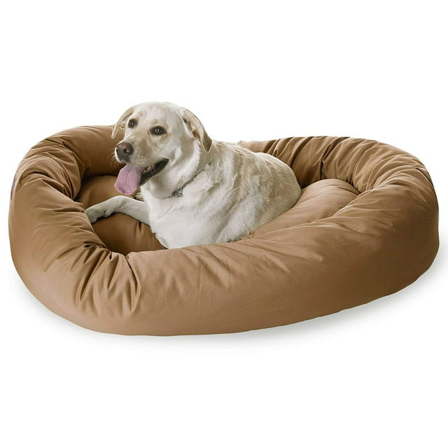 Majestic Pet Poly/Cotton Bagel Pet Bed for Dogs, Calming Dog Bed Washable, Extra Large, Khaki