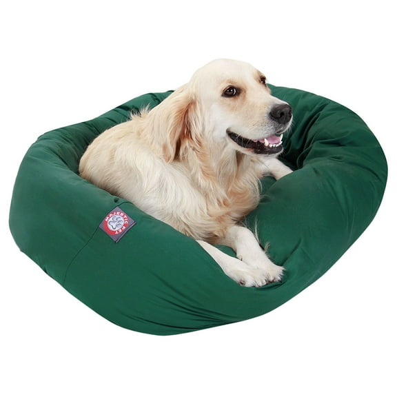 Majestic Pet Poly/Cotton Bagel Pet Bed for Dogs, Calming Dog Bed Washable, Large, Green