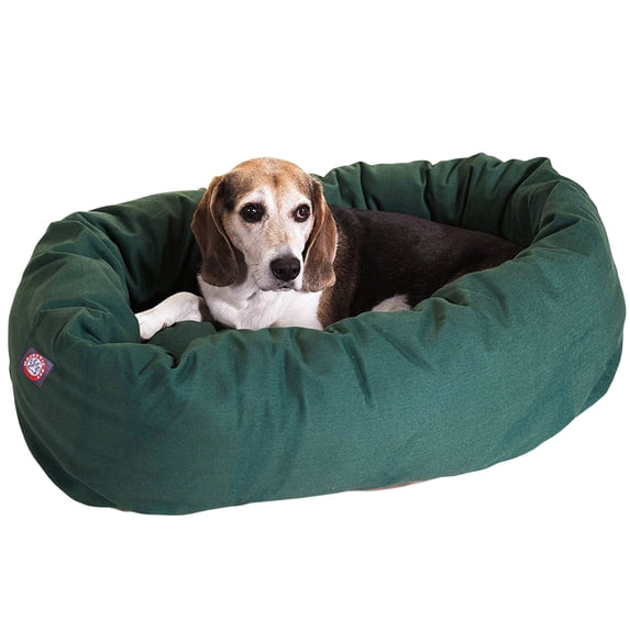 Majestic Pet Poly/Cotton Bagel Pet Bed for Dogs, Calming Dog Bed Washable, Medium, Green