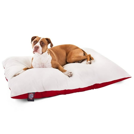 Majestic Pet Solid Color Rectangular Pillow Dog Bed Machine Washable Red Large 36" x 48" x 8"