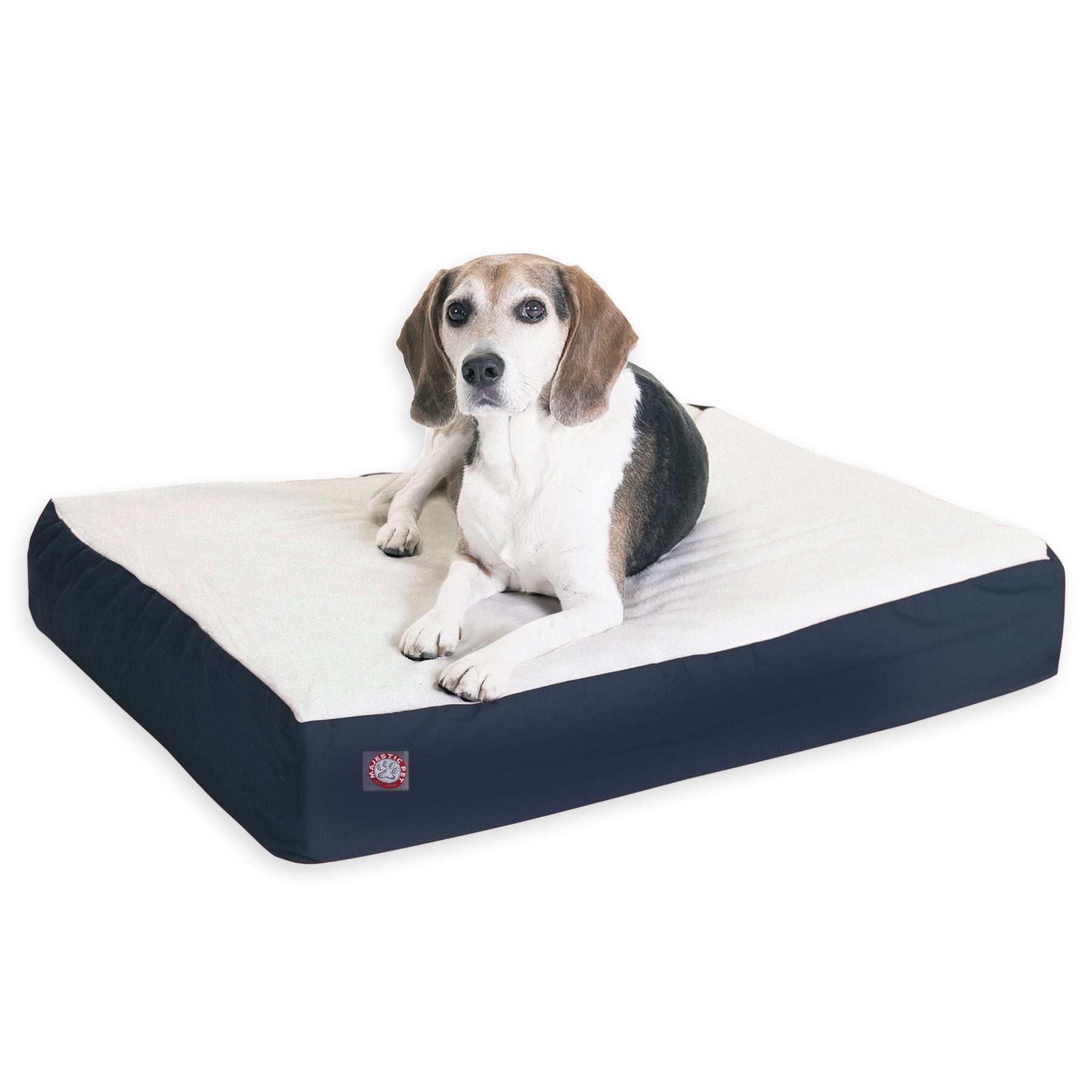 Majestic Pet Poly/Cotton & Sherpa Orthopedic Double Dog Bed Blue Medium 24" x 34" x 5"