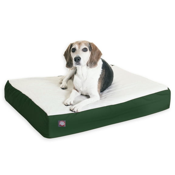 Majestic Pet Poly/Cotton & Sherpa Orthopedic Double Dog Bed Green Medium 24" x 34" x 5"