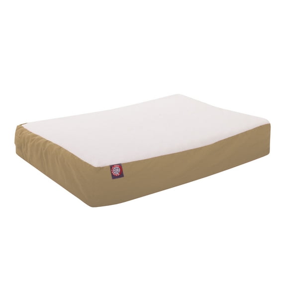 Majestic Pet Poly/Cotton & Sherpa Orthopedic Double Dog Bed Khaki Large 34" x 48" x 5"