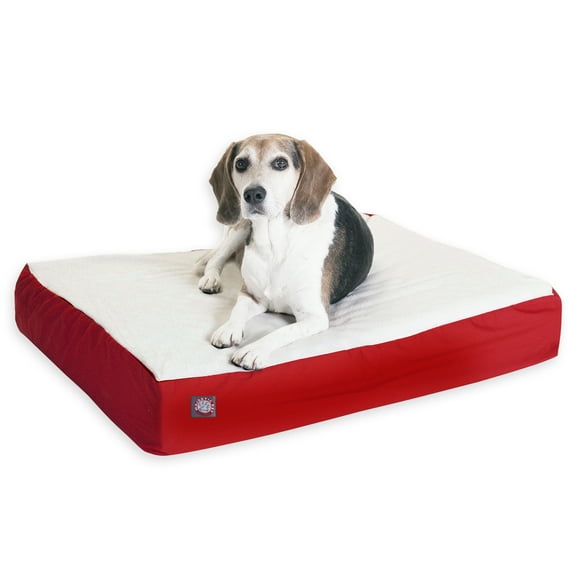 Majestic Pet Poly/Cotton & Sherpa Orthopedic Double Dog Bed Red Medium 24" x 34" x 5"