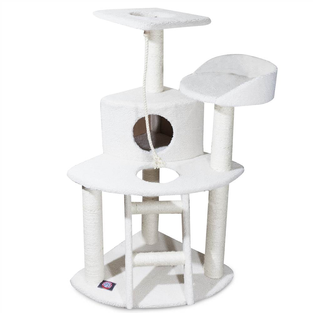 Swiss Cream Sherpa and Sisal Freestanding Cat Tree
