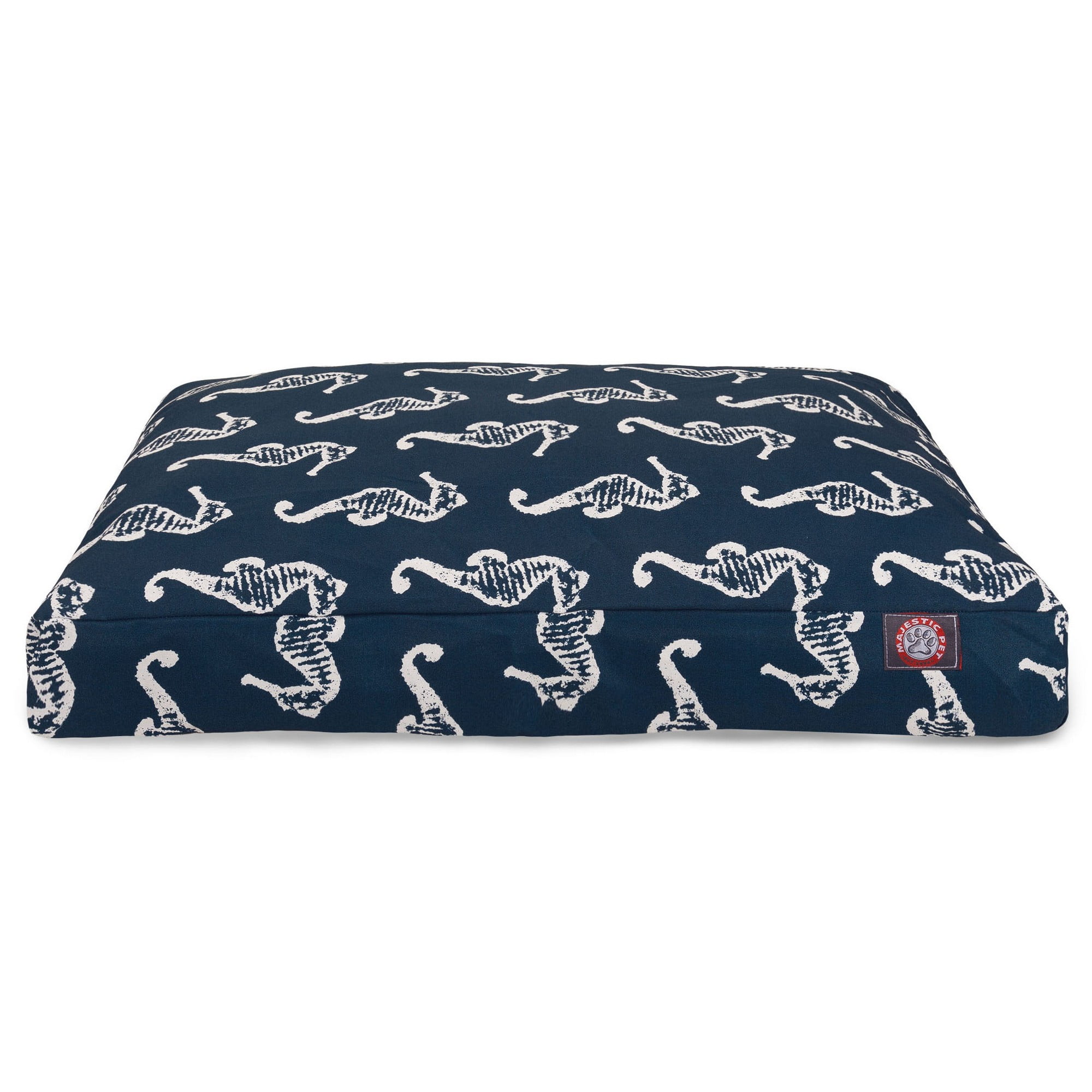 Majestic Pet | Sea Horse Shredded Memory Foam Rectangle Pet Bed For Dogs, Removable Cover, Navy, Medium