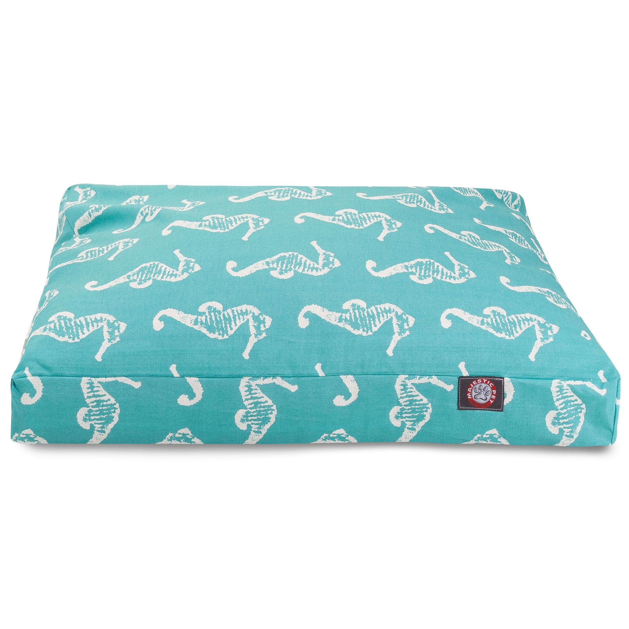 Majestic Pet | Sea Horse Shredded Memory Foam Rectangle Pet Bed For Dogs, Removable Cover, Teal, Medium