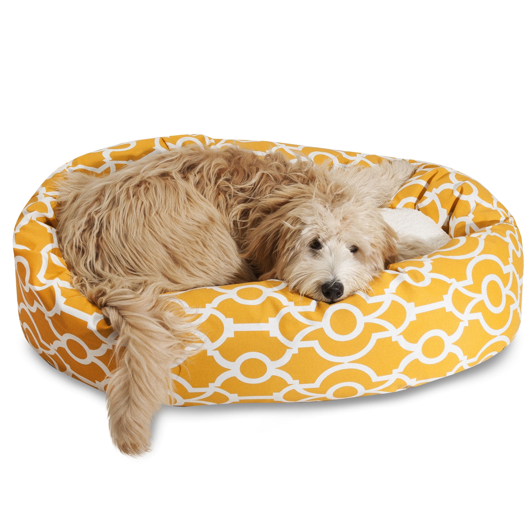 Majestic Pet Sherpa Athens Bagel Pet Bed for Dogs, Calming Dog Bed Washable, Medium, Citrus