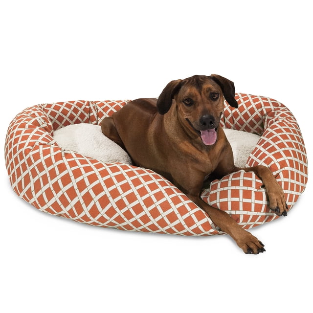 Majestic Pet Sherpa Bamboo Bagel Pet Bed for Dogs, Calming Dog Bed