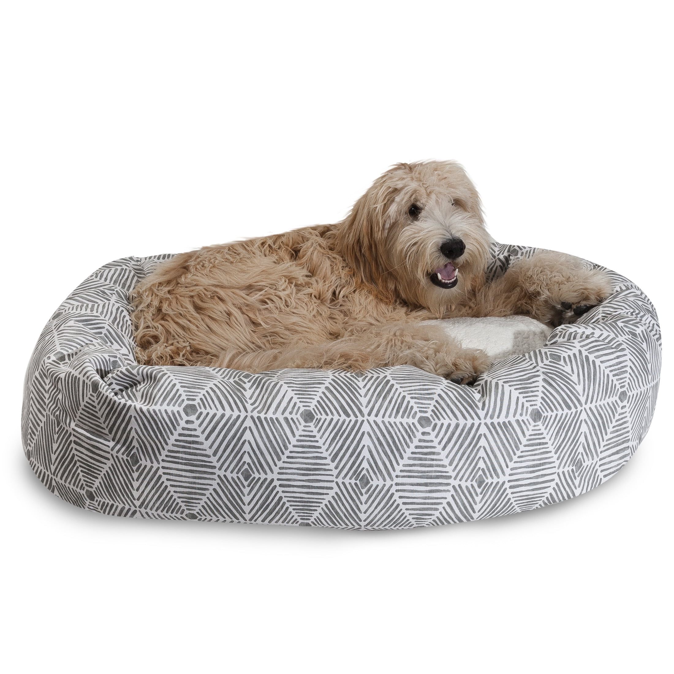 Majestic Pet Sherpa Charlie Bagel Pet Bed for Dogs, Calming Dog Bed Washable, Small, Gray