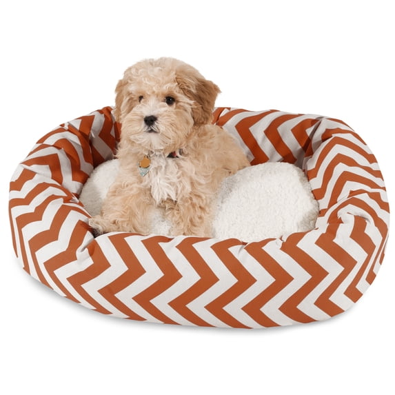 Majestic Pet Sherpa Chevron Bagel Pet Bed for Dogs, Calming Dog Bed Washable, Small, Burnt Orange