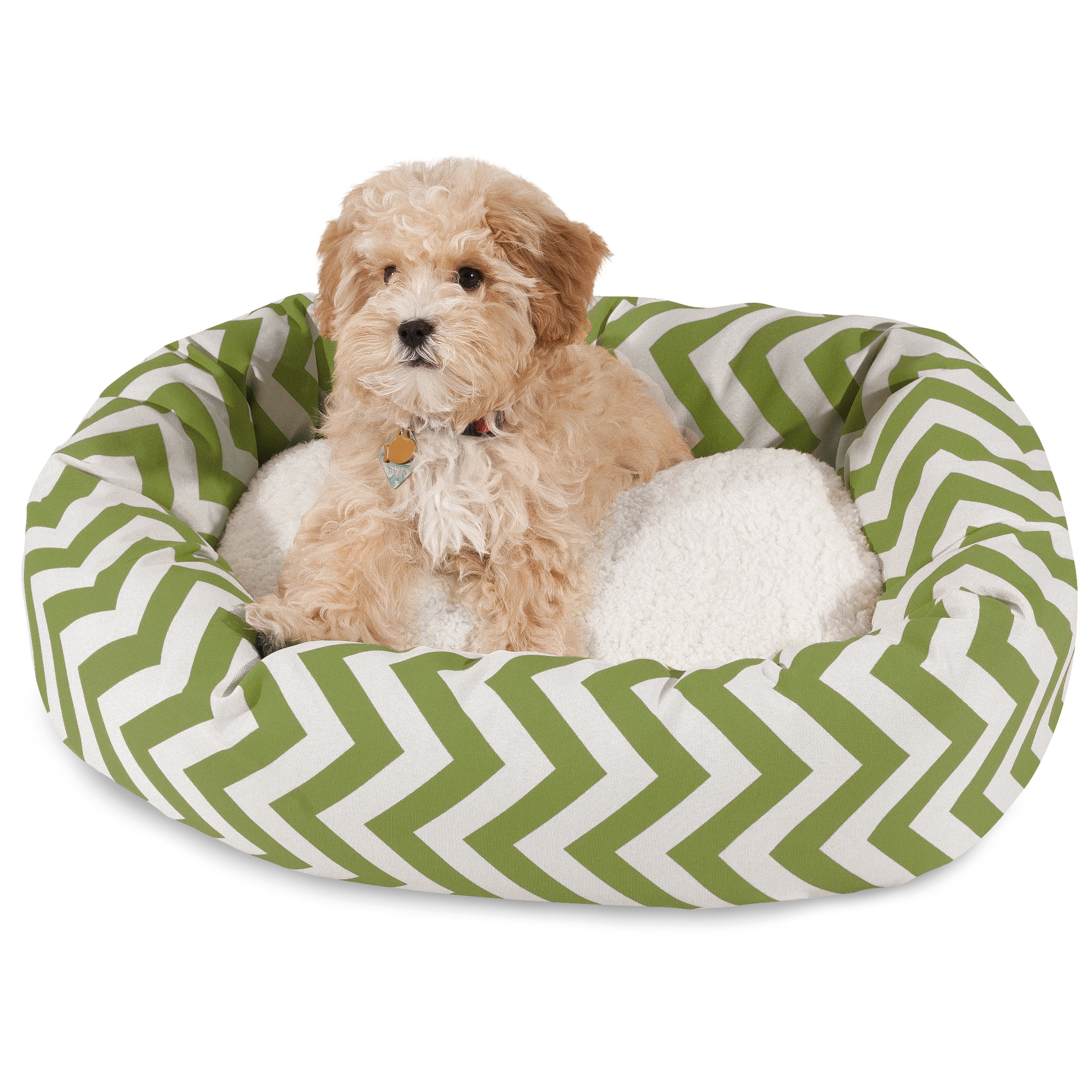 Majestic Pet Sherpa Chevron Bagel Pet Bed for Dogs, Calming Dog Bed Washable, Small, Sage - image 1 of 5
