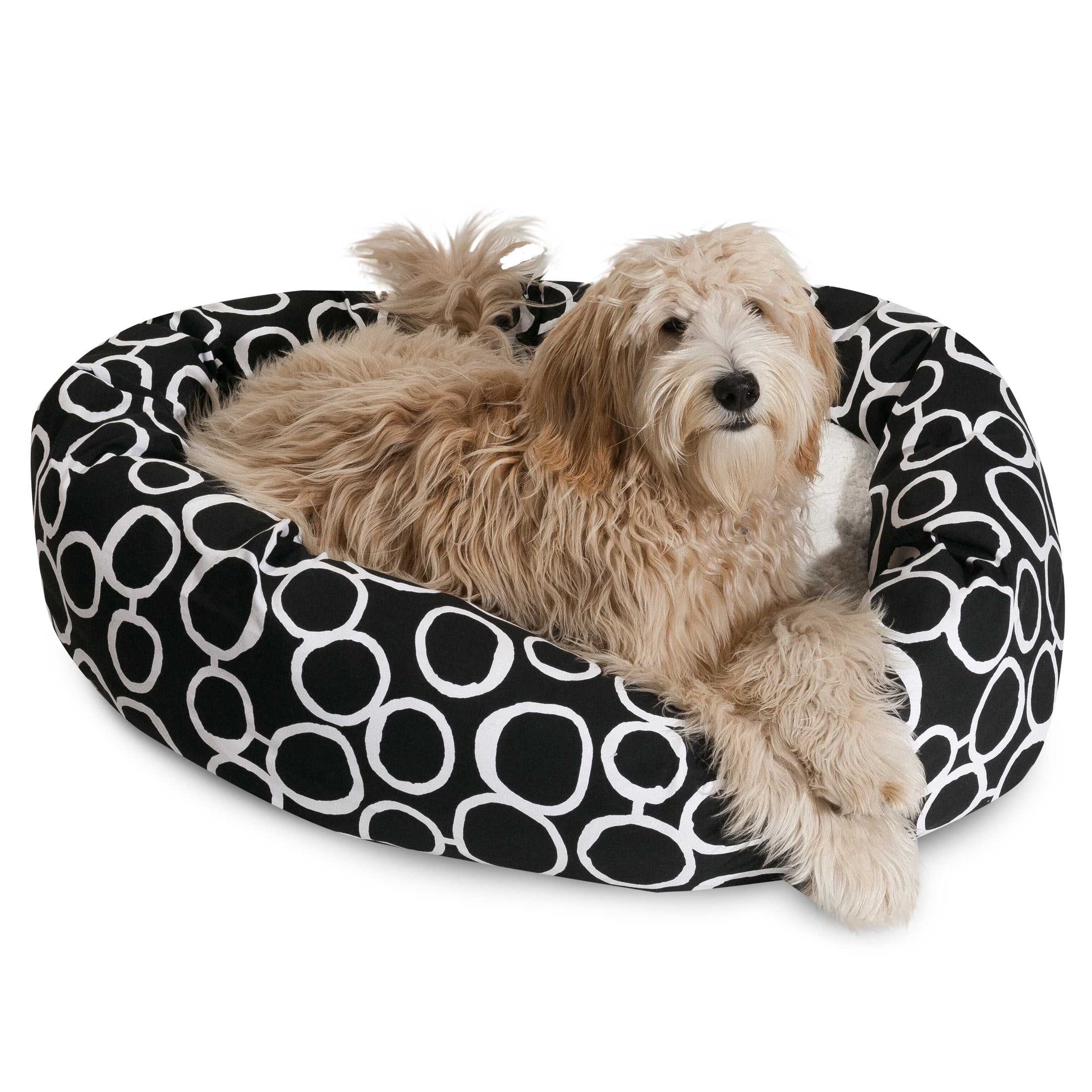 Majestic Pet Sherpa Fusion Bagel Pet Bed for Dogs, Calming Dog Bed Washable, Extra Large, Black