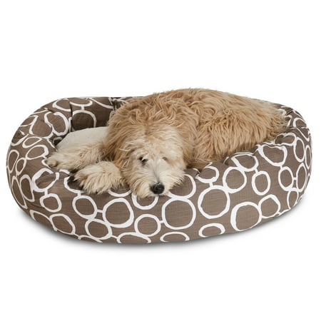 Majestic Pet Sherpa Fusion Bagel Pet Bed for Dogs, Calming Dog Bed Washable, Extra Large, Mocha