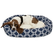 Majestic Pet Sherpa Links Bagel Pet Bed for Dogs, Calming Dog Bed Washable, Medium, Navy Blue Blue