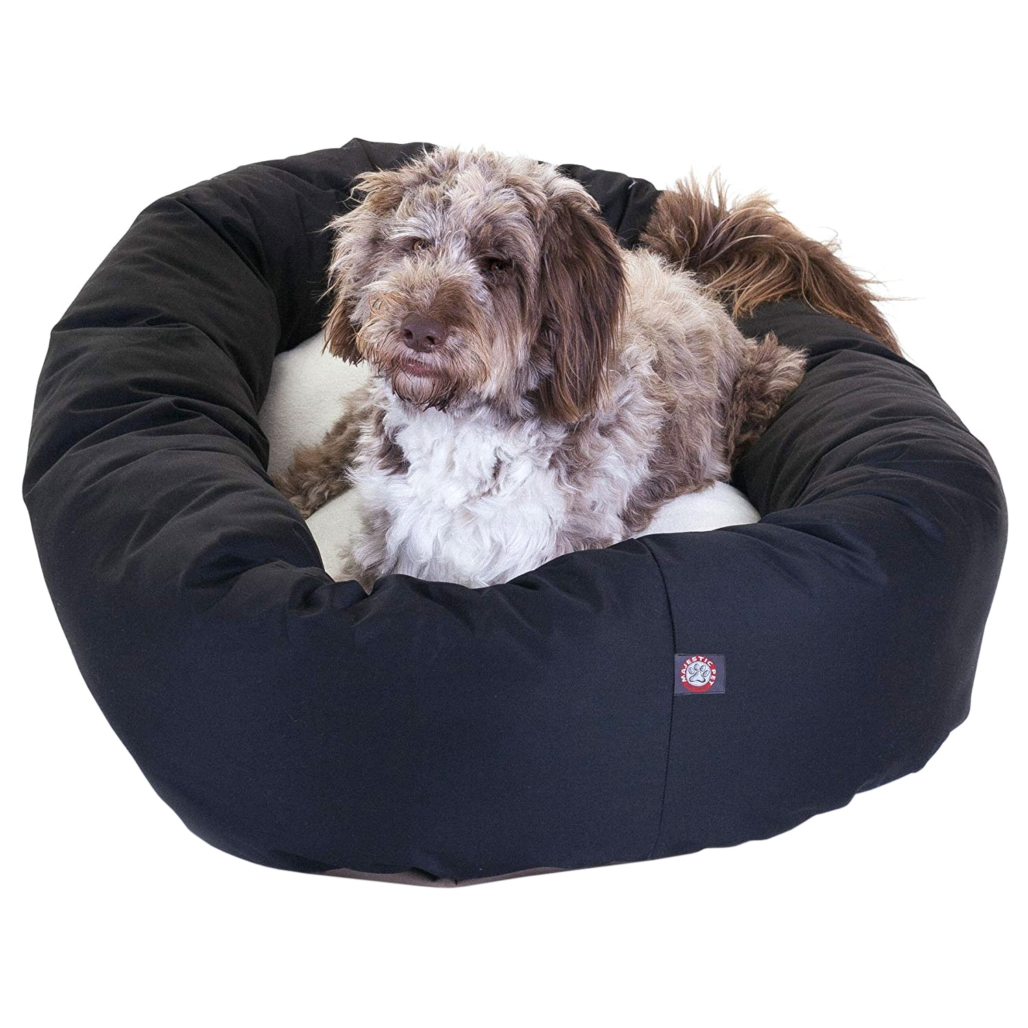 Majestic Pet Sherpa Poly/Cotton Bagel Pet Bed for Dogs, Calming Dog Bed