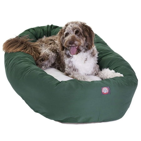 Majestic Pet Sherpa Poly/Cotton Bagel Pet Bed for Dogs, Calming Dog Bed Washable, Extra Large, Green