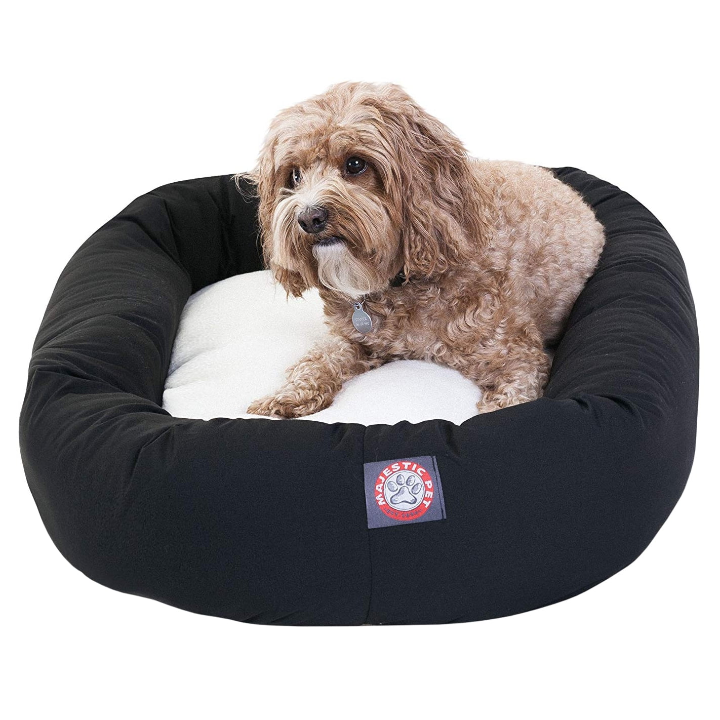 Majestic Pet Sherpa Poly/Cotton Bagel Pet Bed for Dogs, Calming Dog Bed