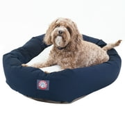Majestic Pet Sherpa Poly/Cotton Bagel Pet Bed for Dogs, Calming Dog Bed Washable, Medium, Blue