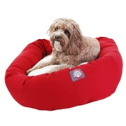 Majestic Pet Sherpa Poly/Cotton Bagel Pet Bed for Dogs, Calming Dog Bed Washable, Medium, Red