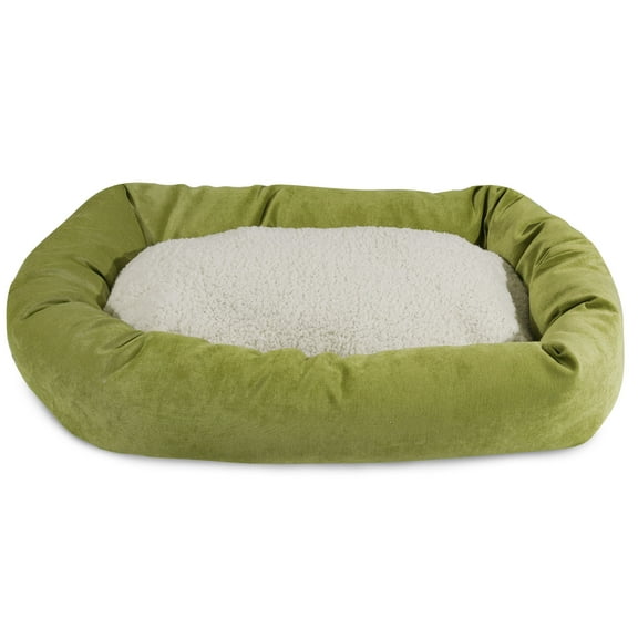 Majestic Pet Sherpa Villa Velvet Bagel Pet Bed for Dogs, Calming Dog Bed Washable, Extra Large, Apple