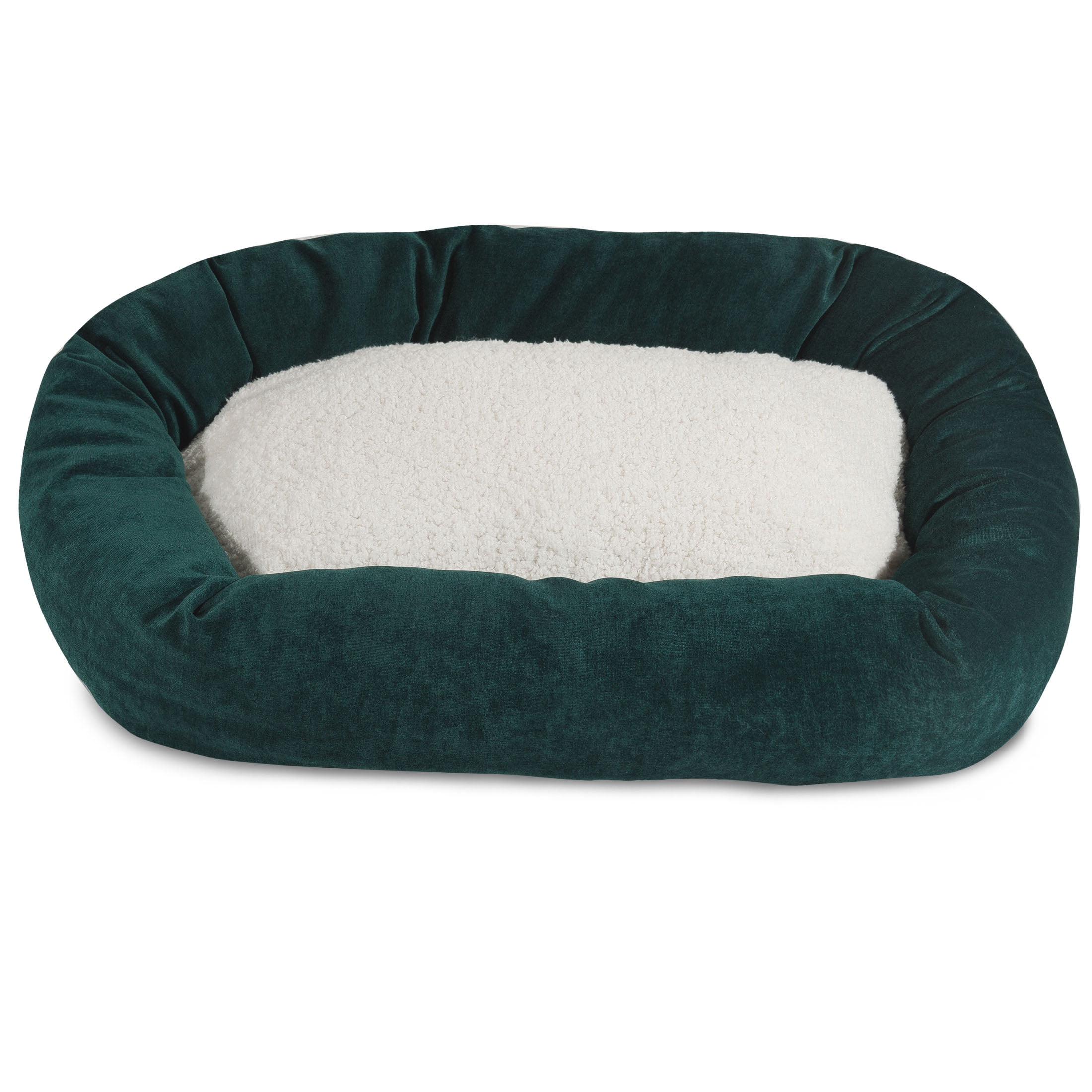 Majestic Pet Sherpa Villa Velvet Bagel Pet Bed for Dogs, Calming Dog Bed Washable, Large, Marine