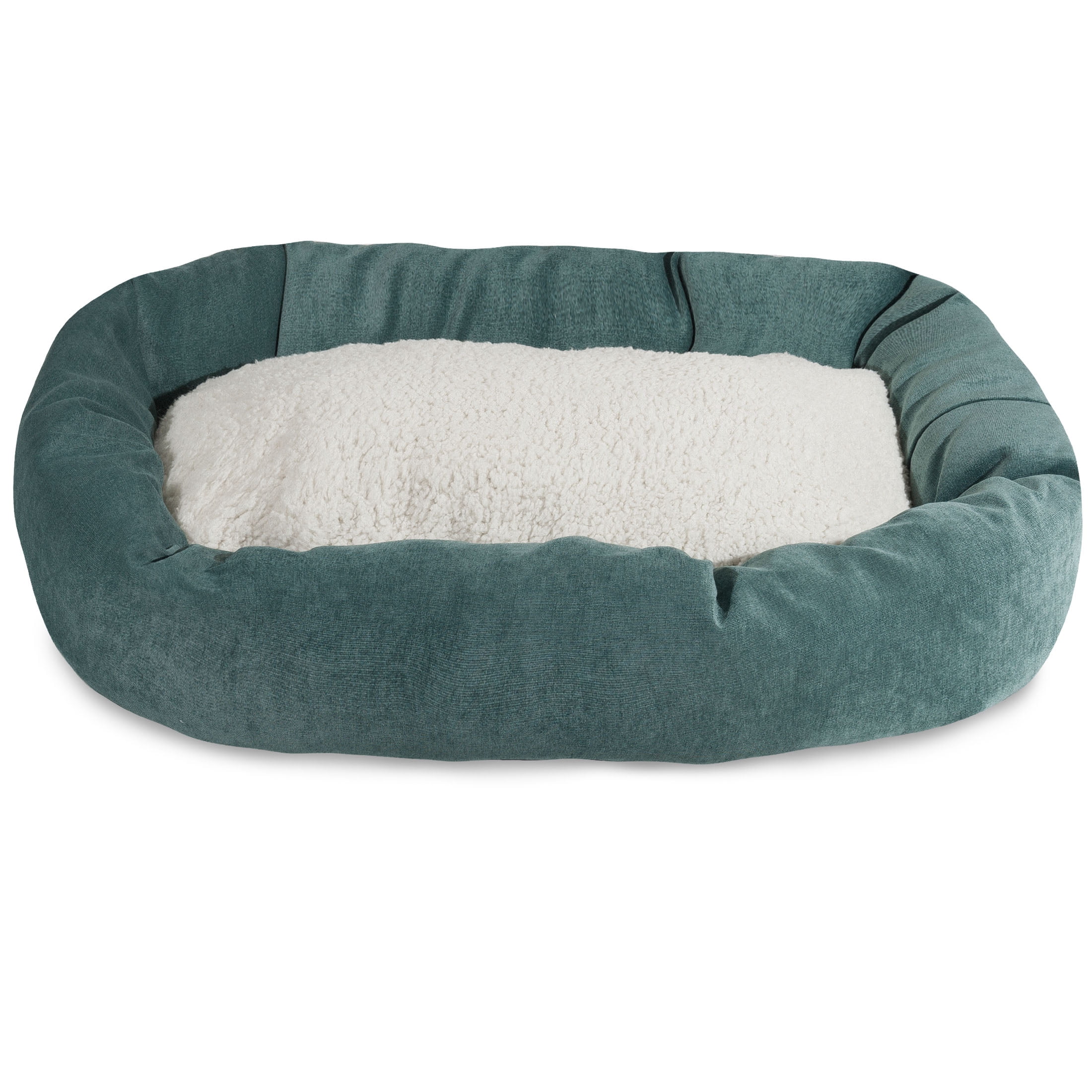 Majestic Pet Sherpa Villa Velvet Bagel Pet Bed for Dogs, Calming Dog Bed Washable, Medium, Azure